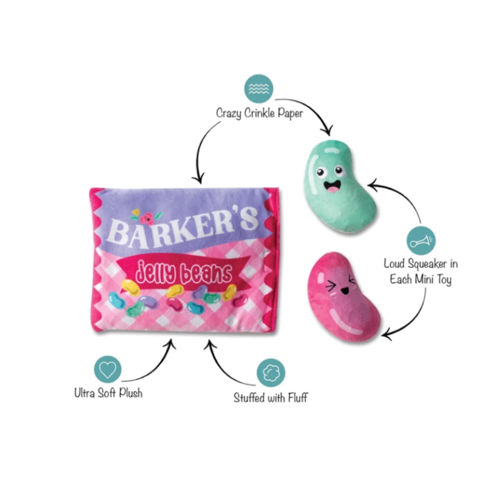 Fringe Studio Fringe Studio Barkers Jelly Beans Hide & Seek Plush Dog Toy