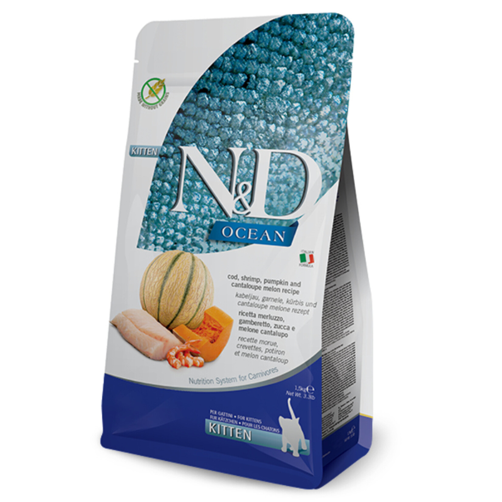 Farmina N&D Cat Ocean Kitten COD, Shrimp, Pumpkin, Cantaloupe 1.5kg