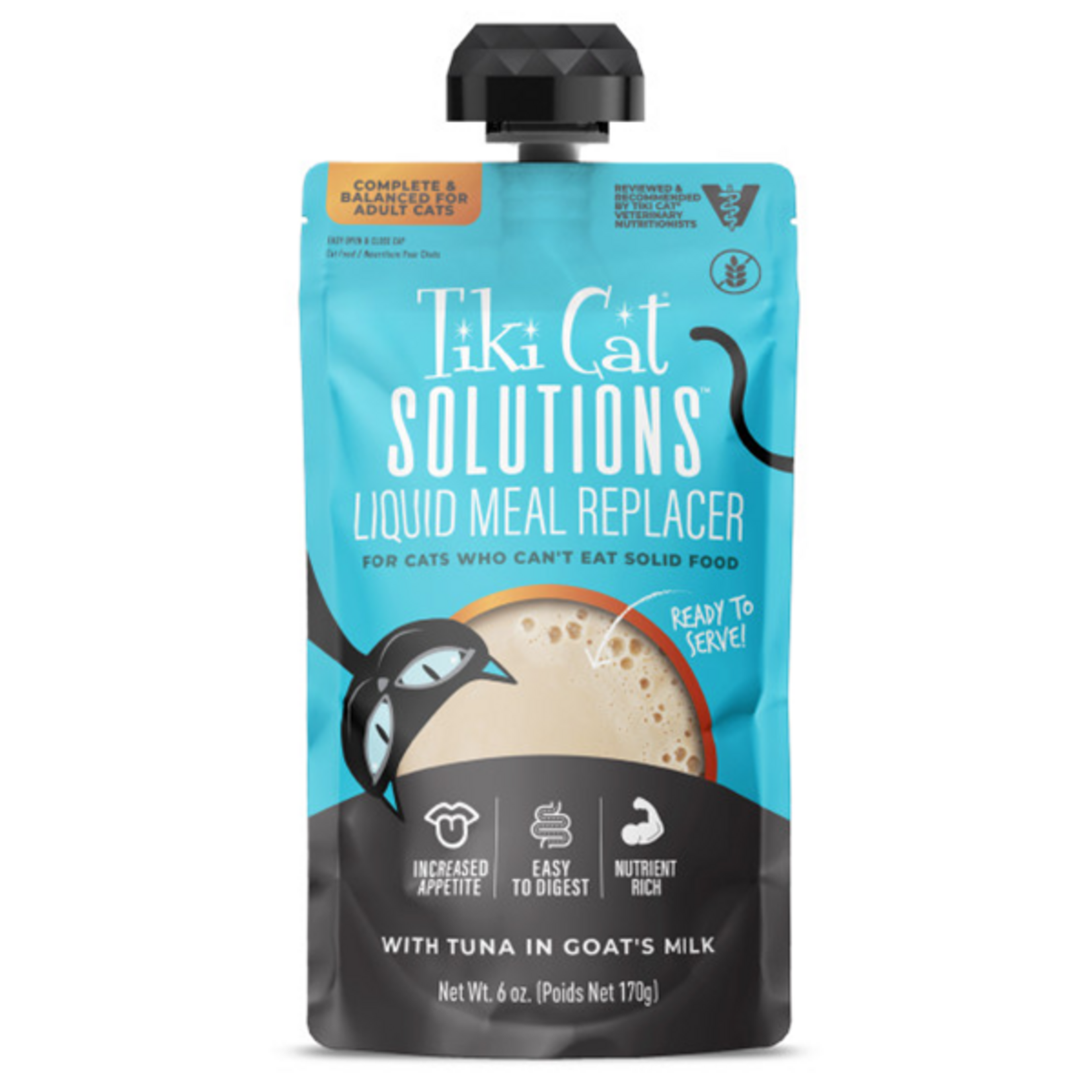 TIKI CAT Tiki Cat Solutions Liquid Meal Replacer Tuna & Goat Milk 6oz (Teal Pour with Cap) single