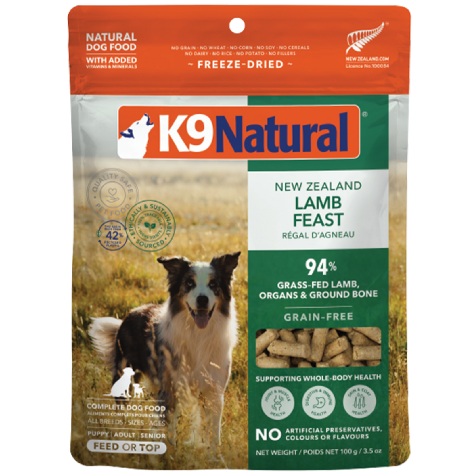 K9 Natural/Feline Natural K9 Natural New Zealand Lamb Feast 100g Topper NEW
