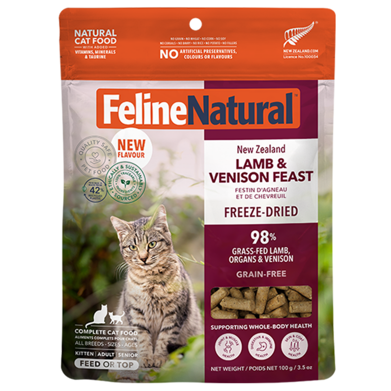 K9 Natural/Feline Natural Feline Natural Cat Freeze Dried  Lamb & Venison 3.5oz/100g