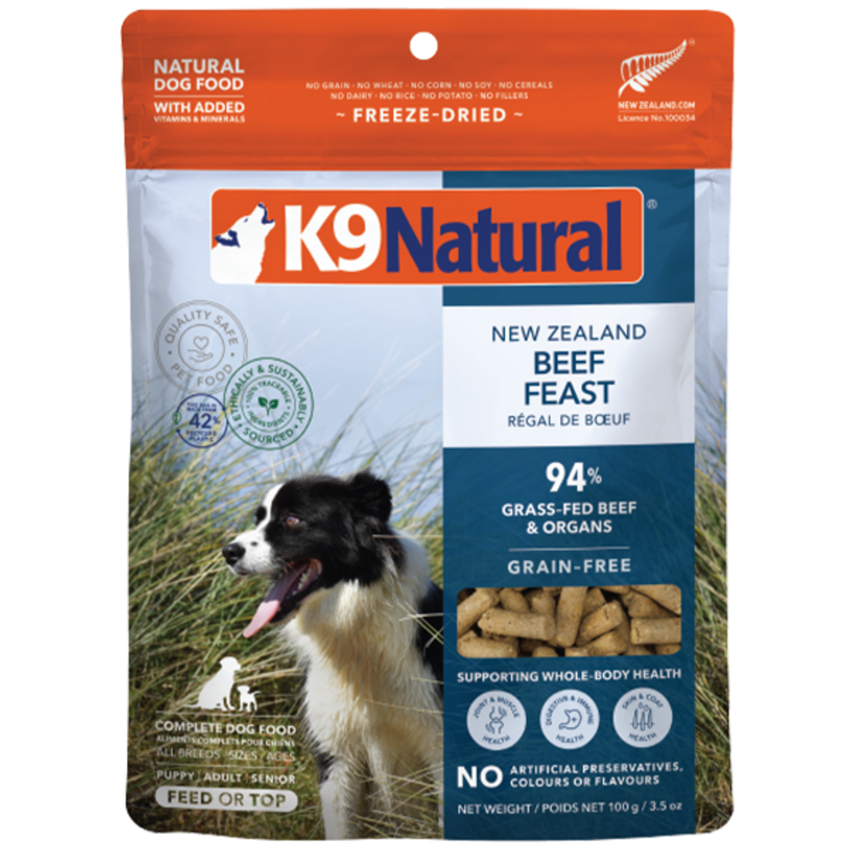 K9 Natural/Feline Natural K9 Natural New Zealand Beef Feast 100g 3.5oz Topper