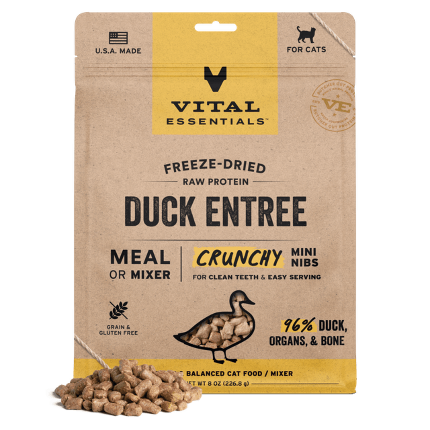 Vital Essentials Vital Cat Duck Mini Nibs Freeze-Dried Grain Free 8oz