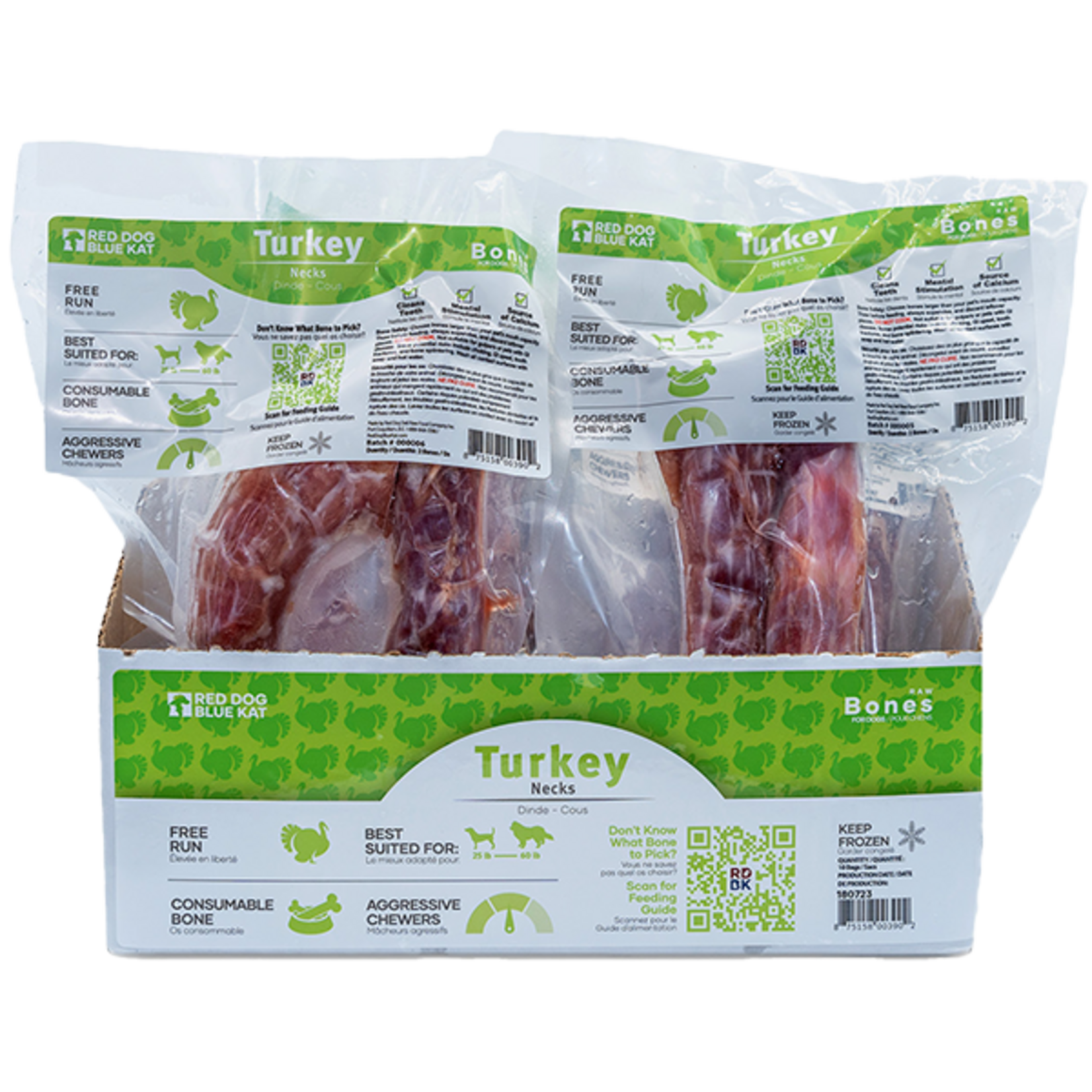 Red Dog Blue Kat RDBK Raw Bones Turkey Neck 2pk