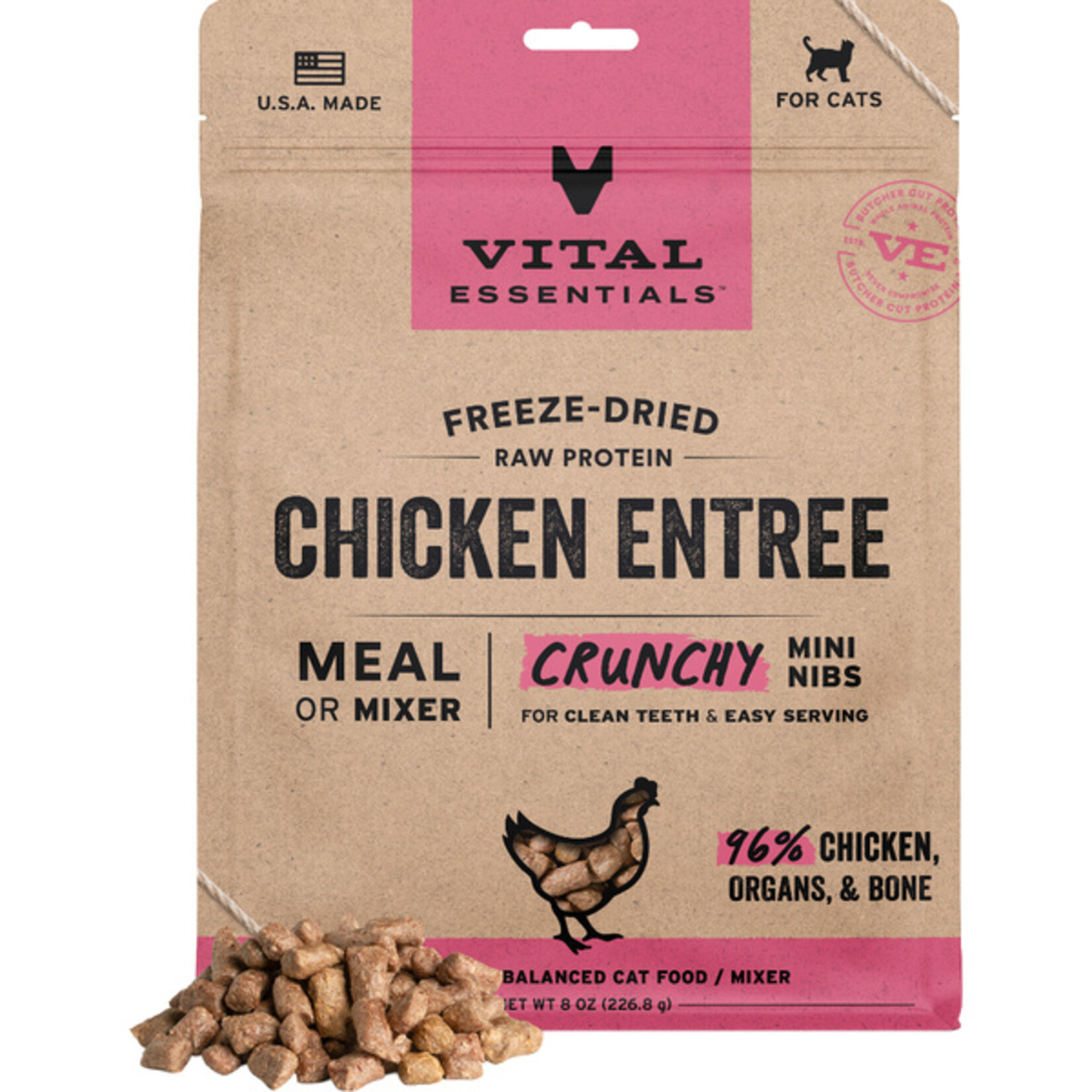 Vital Essentials Vital Cat Chicken Mini Nibs Freeze-Dried Grain Free Cat Food 8oz