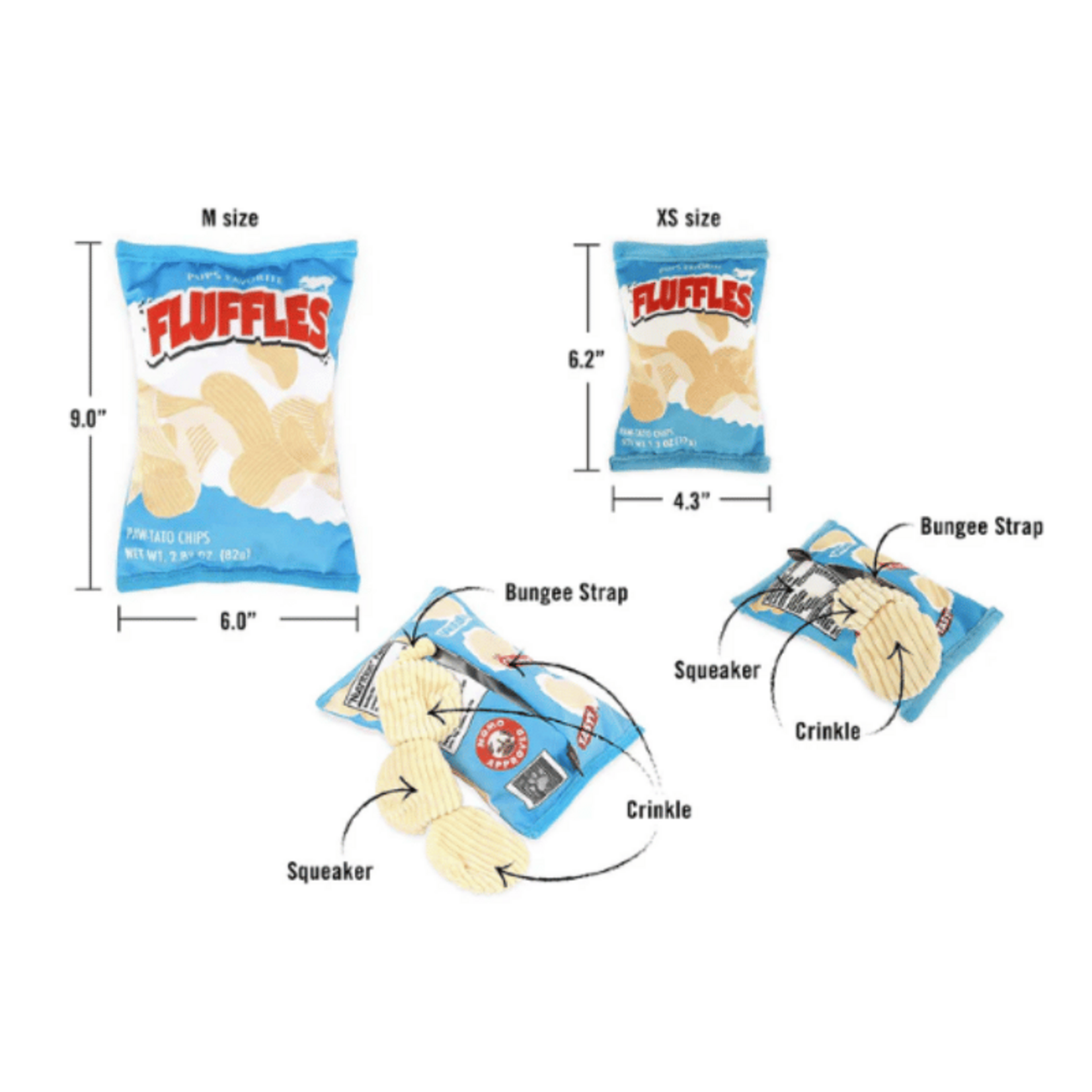 PLAY PLAY Snack Attack Fluffles Chips Dog Toy Mini