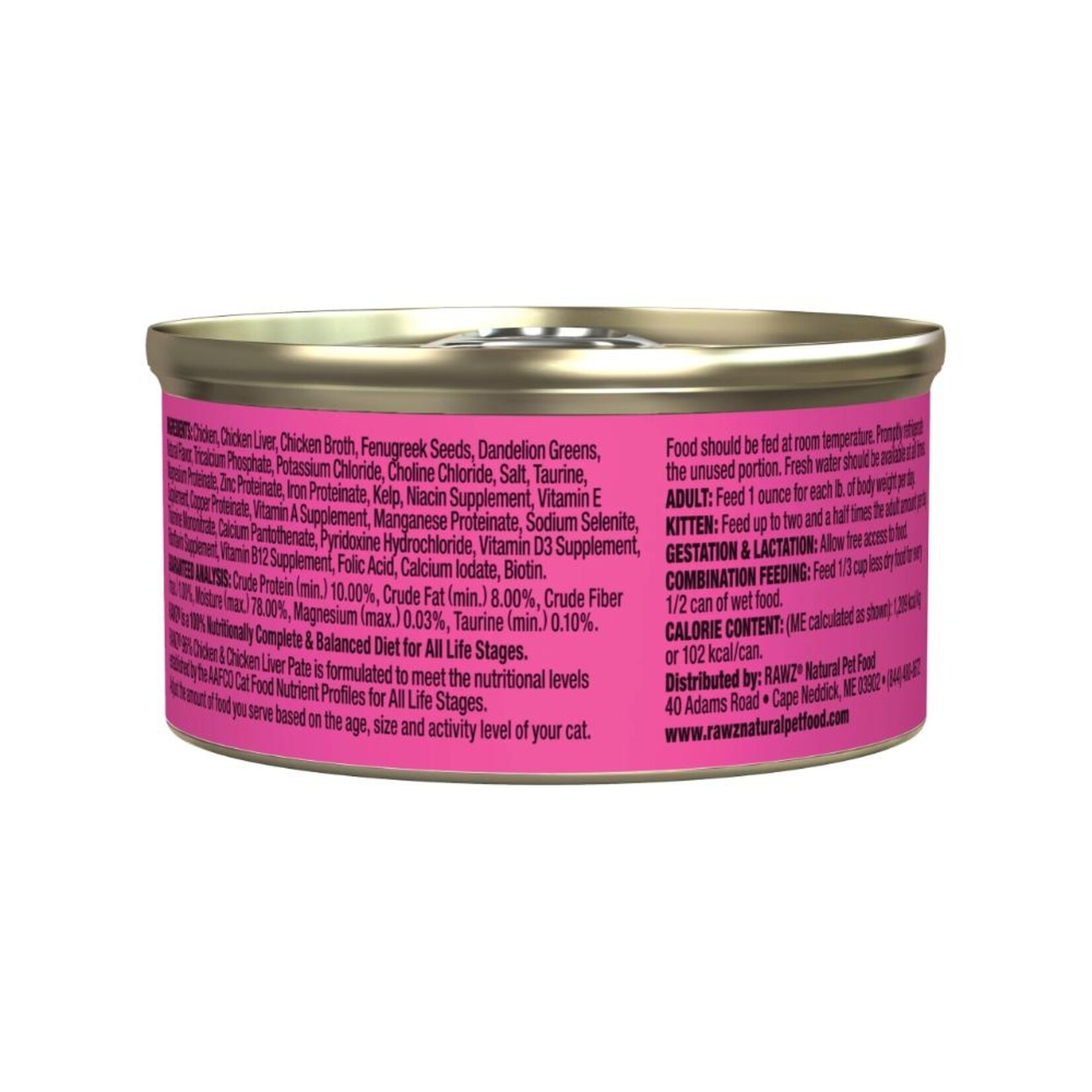 RAWZ RAWZ Cat Can Chicken N Chicken Liver Pate 3oz single