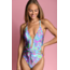 MANHATTAN BEACHWEAR swirltopia v plunge one piece