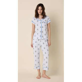 THE CAT'S PAJAMAS QUEEN BEE BLUE PIMA KNIT CAPRI