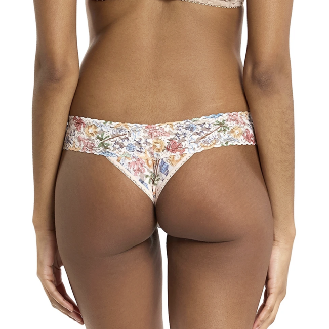 HANKY PANKY PRINTED SIGNATURE LACE LR THONG PR4911