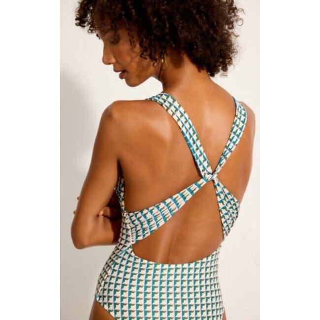 Lenny Niemeyer RUCHED V NECK ONE PIECE