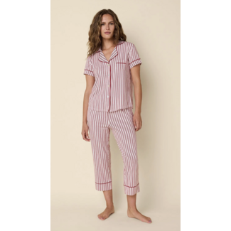 THE CAT'S PAJAMAS HOLIDAY STRIPE PIMA KNIT CAPRI