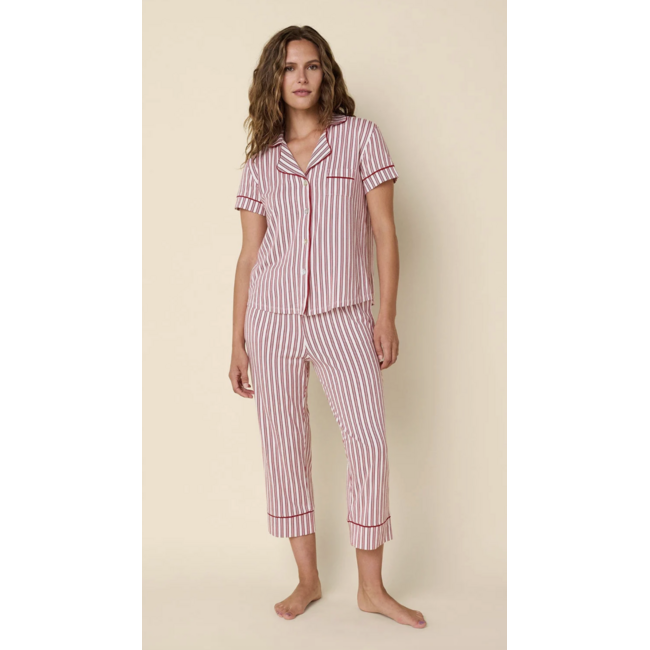 THE CAT'S PAJAMAS HOLIDAY STRIPE PIMA KNIT CAPRI 225-887