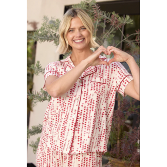 THE CAT'S PAJAMAS DREAMY HEARTS PIMA KNIT CAPRI SET