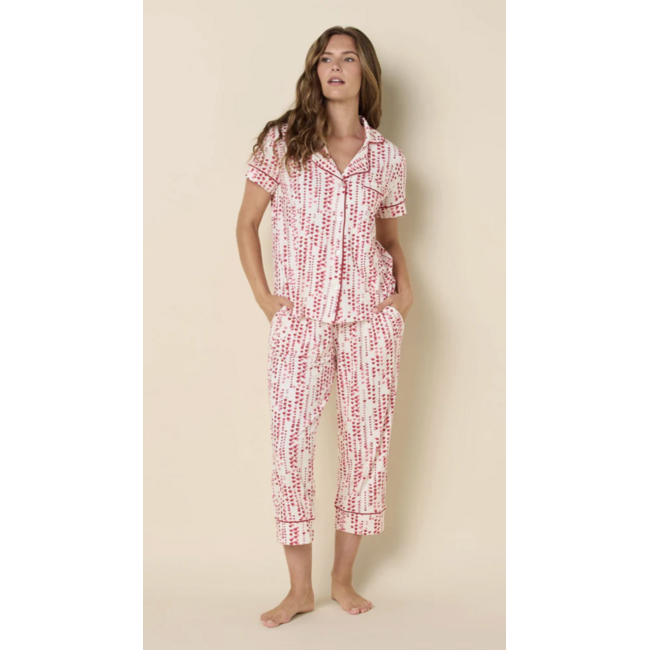 THE CAT'S PAJAMAS DREAMY HEARTS PIMA KNIT CAPRI SET 225-885
