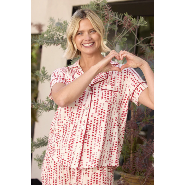 THE CAT'S PAJAMAS DREAMY HEARTS PIMA KNIT CAPRI SET 225-885