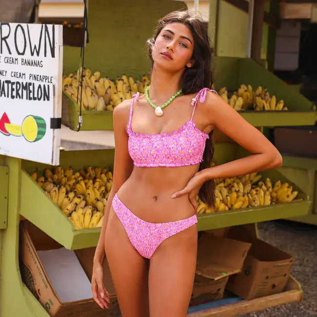 KULANI KINIS SHIRRED CROP TIE BIKINI TOP TOP201