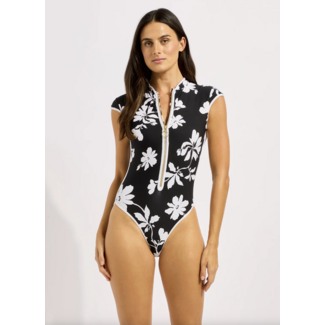SEAFOLLY CAP SLEEVE ZIP FRONT ONE PIECE