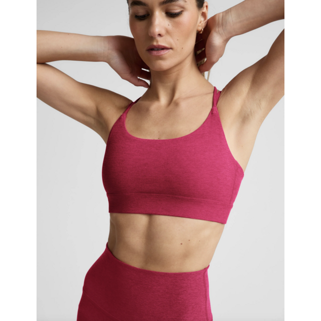 BEYOND YOGA spacedye back to it strappy bra electric