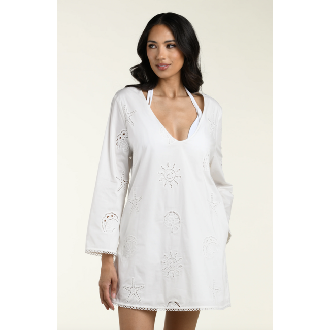MANHATTAN BEACHWEAR bayside v neck bell slv tunic