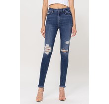 High Rise Frayed Ankle Distressed Jeans