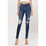 High Rise Frayed Ankle Distressed Jeans