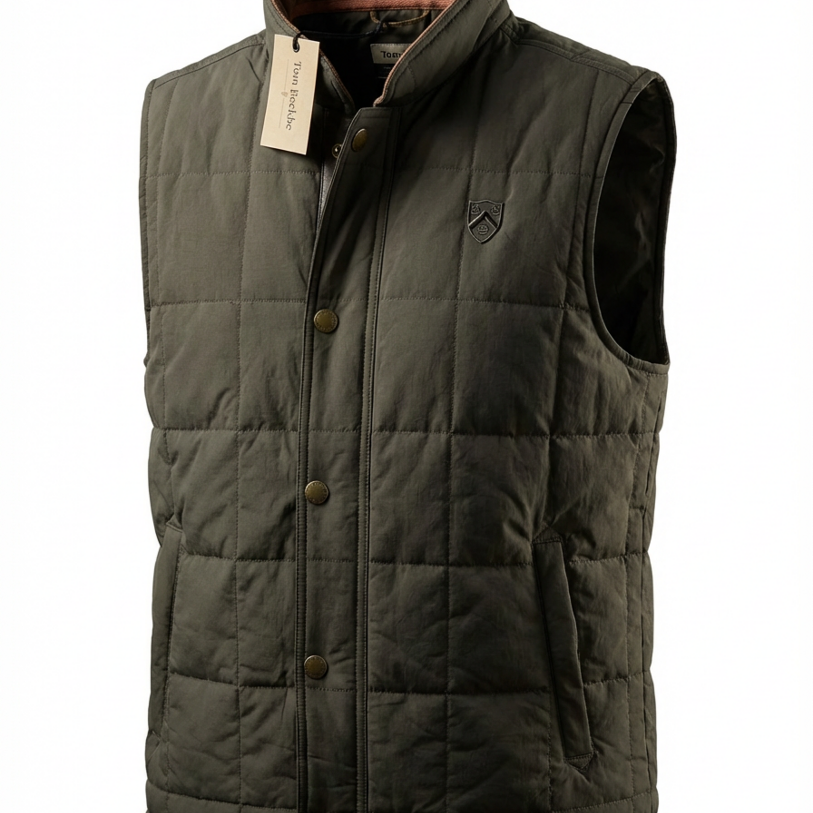 Tom Beckbe Tom Beckbe Burgess Quilted Vest Black Olive