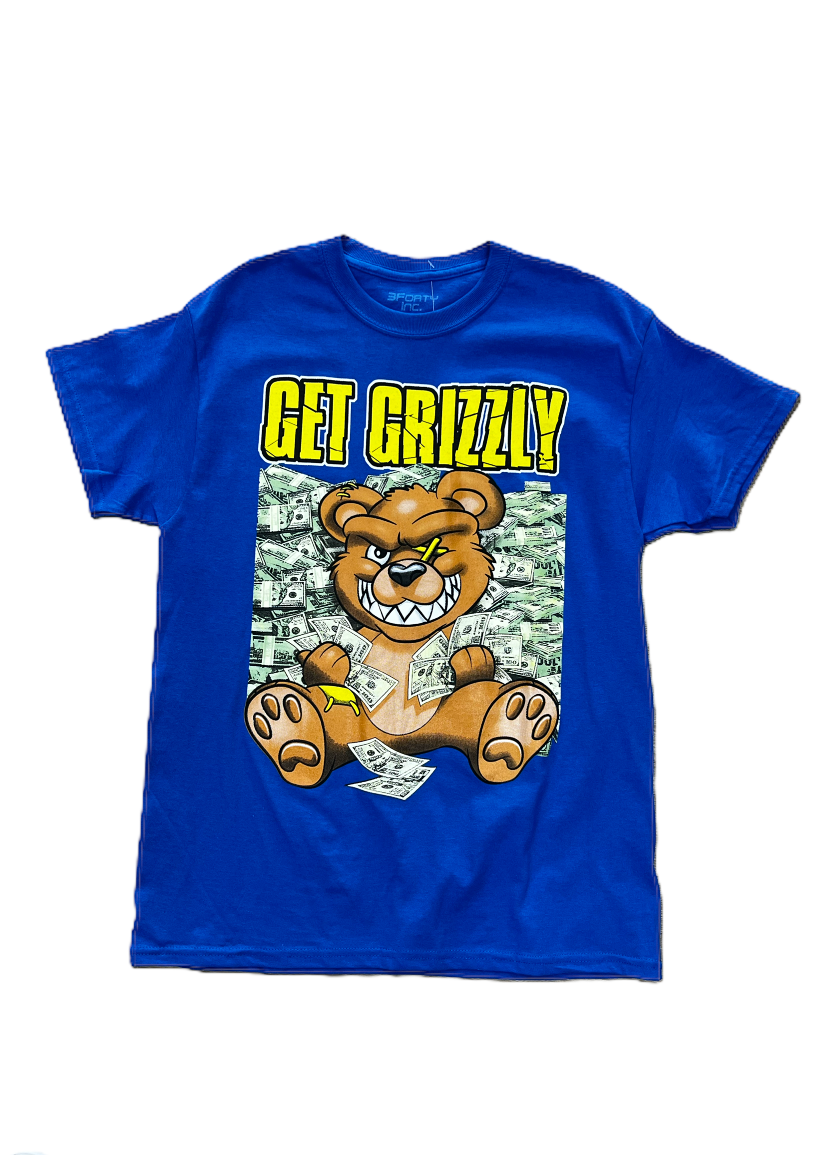 3FORTY GET GRIZZLY T-SHIRT - (Black/Royal)