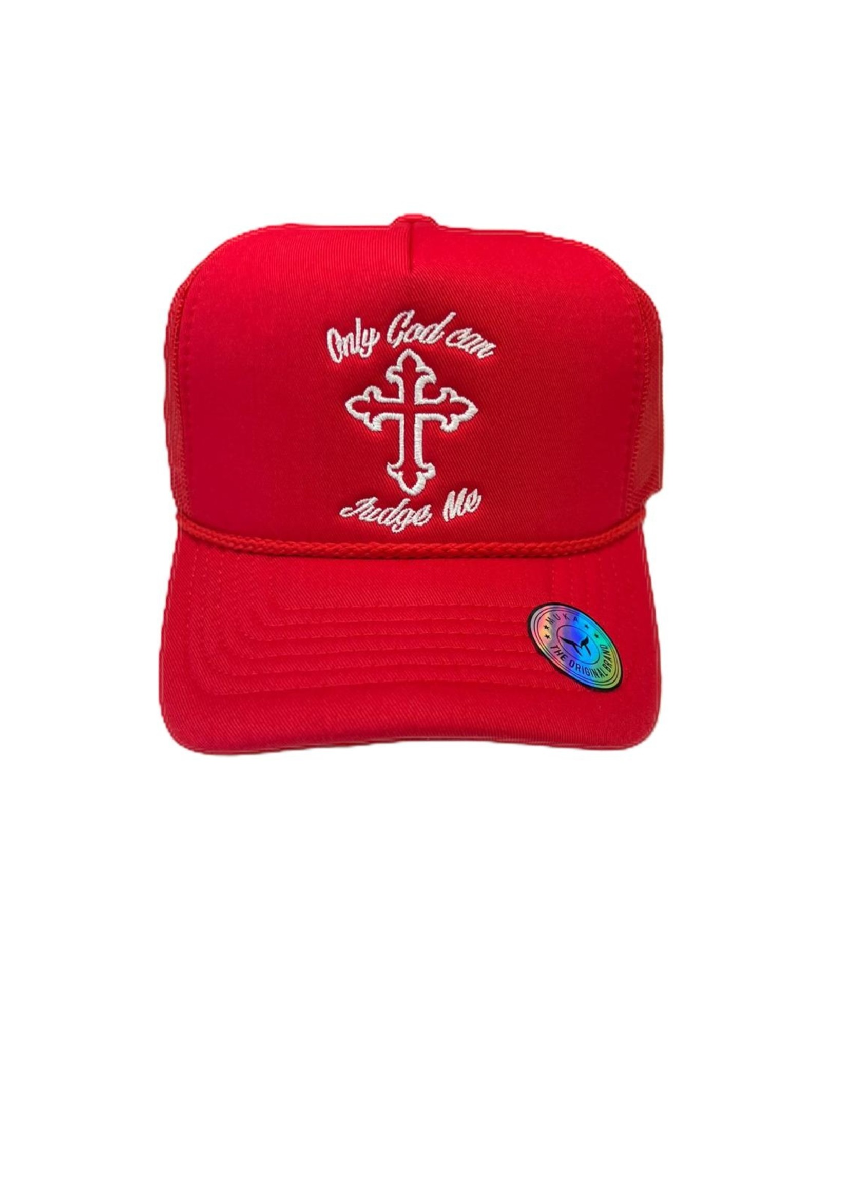 MUKA MUKA "ONLY GOD CAN JUDGE ME" TRUCKER HAT (Red)