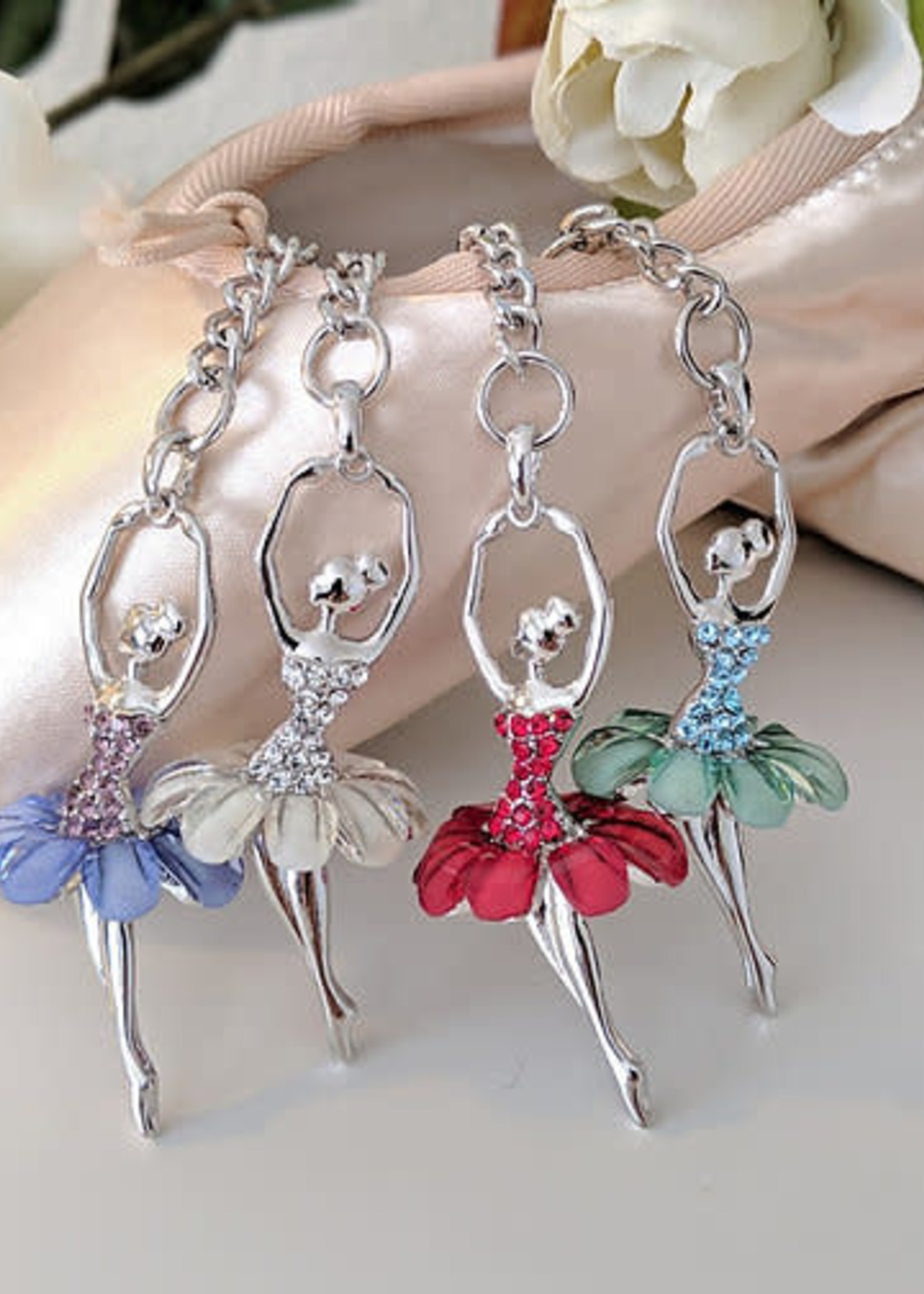 Ballerina Silver Keychain Arms Up