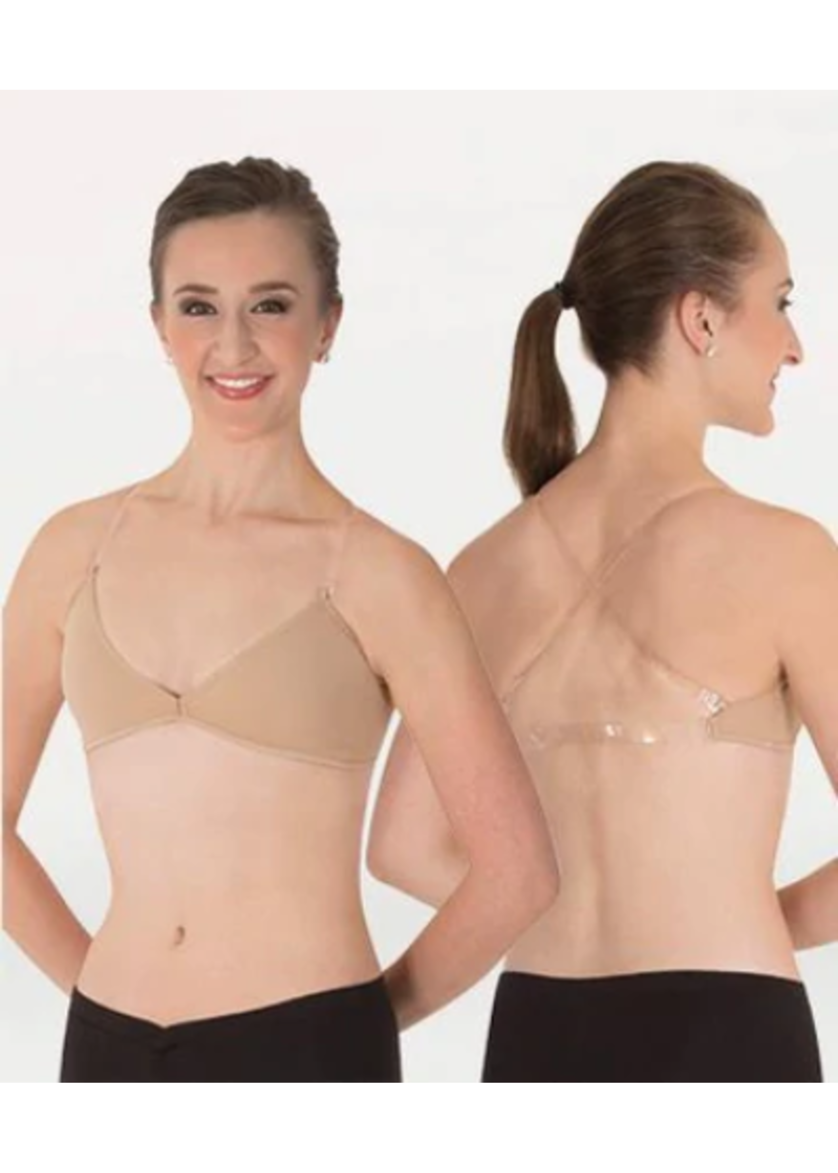 Capezio Deep Neck Clear Back Bra