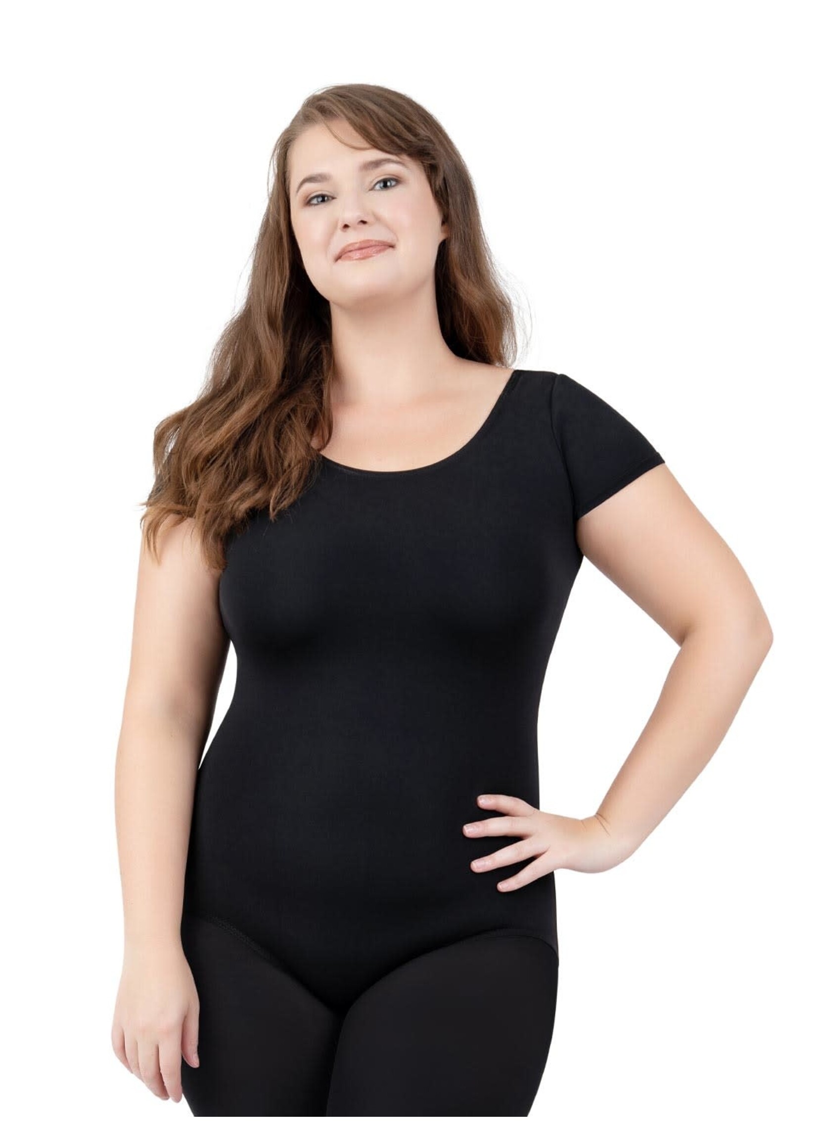 Capezio Short Sleeve Mesh Yoke Leotard - The Dance Shop of Logan