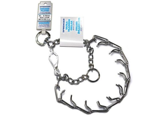 Herm. Sprenger Ultra-Plus Prong Dog Training Collar with Latch, Chrome, 3.0 mm x 18" Neck Size; 22" Chain Length