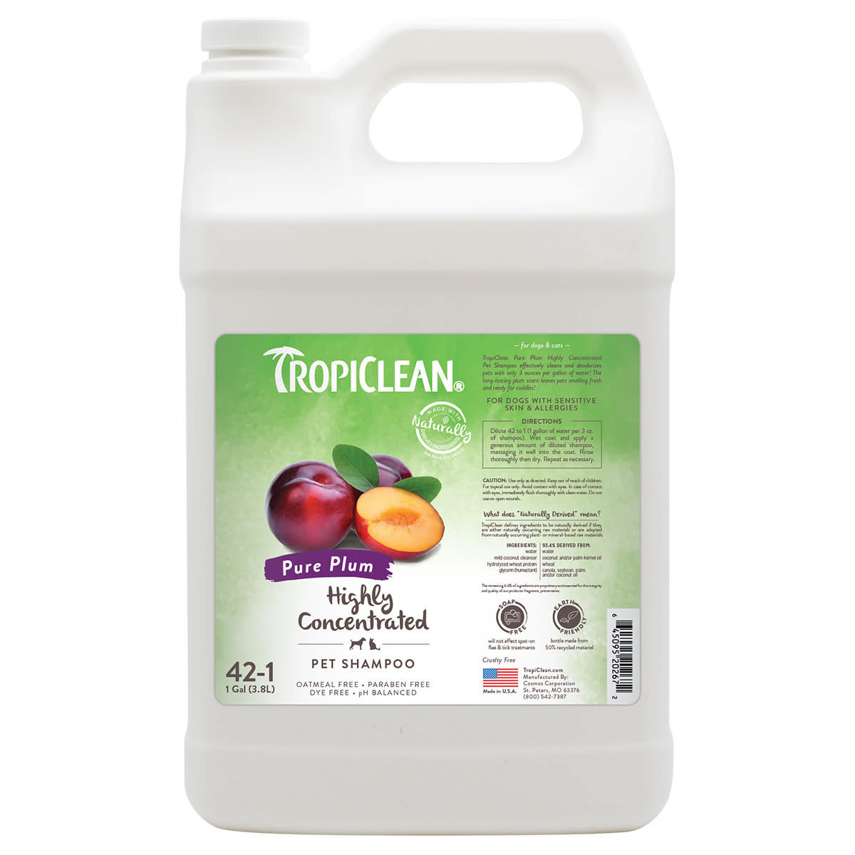 Tropiclean Pure Plum High Concentrate Shampoo for Pets, 1 gal