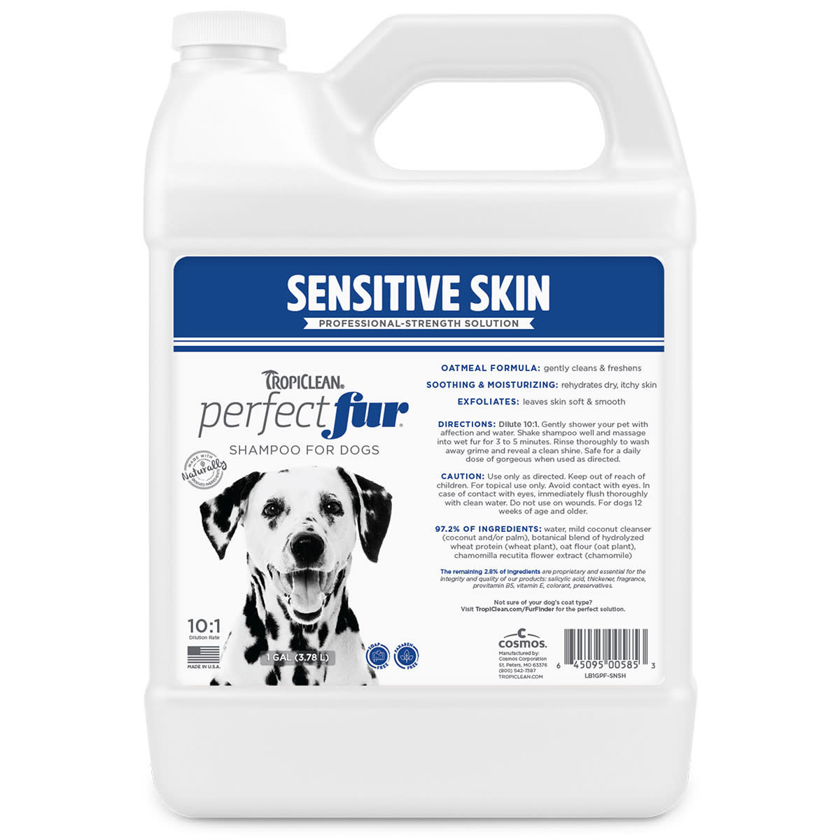 TropiClean PerfectFur Sensitive Skin Shampoo for Dogs Gallon