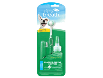 TropiClean Fresh Breath Oral Care Kit for Small and Medium Dogs Complete Dog Toothbrush Kit for Small Dogs