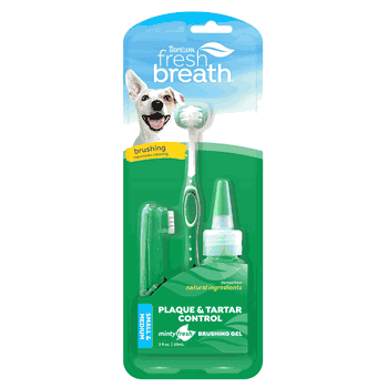 TropiClean Fresh Breath Oral Care Kit for Small and Medium Dogs Complete Dog Toothbrush Kit for Small Dogs
