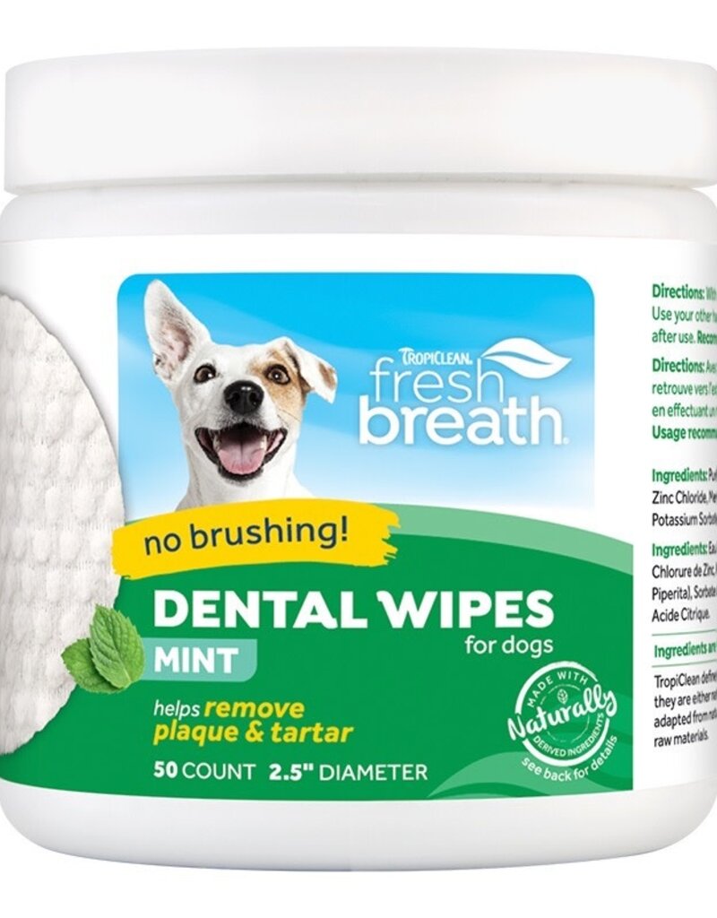 Tropiclean TropiClean Fresh Breath Dental Wipes for Dogs 50ct Teeth Cleaning Wipes