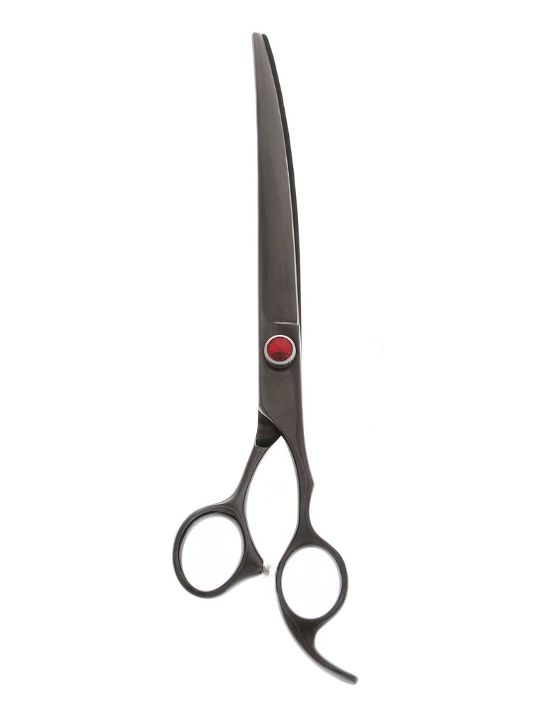 AHPPET AHP Brand Japanese 440C Black 8 Inch Curved Shears Ergonomic Handle Fixed Finger Rest  Excellent Quality