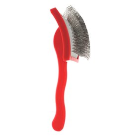 Bucchelli Bucchelli Red Curved Plastic Handle Brush 1 Inch Stainless Steal Extra Long Hard Pins