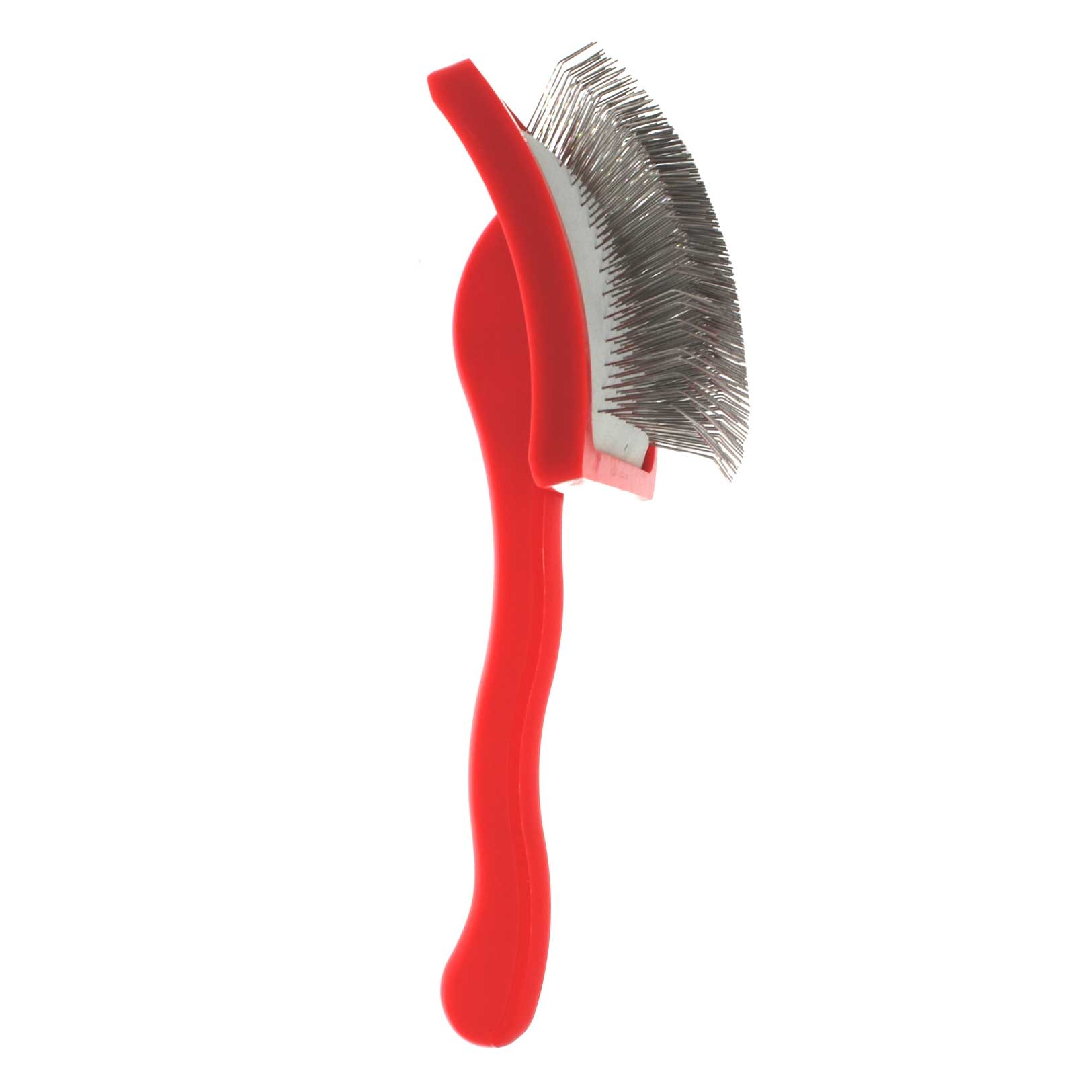 Bucchelli Red Curved Plastic Handle Brush 1 Inch Stainless Steal Extra Long Hard Pins