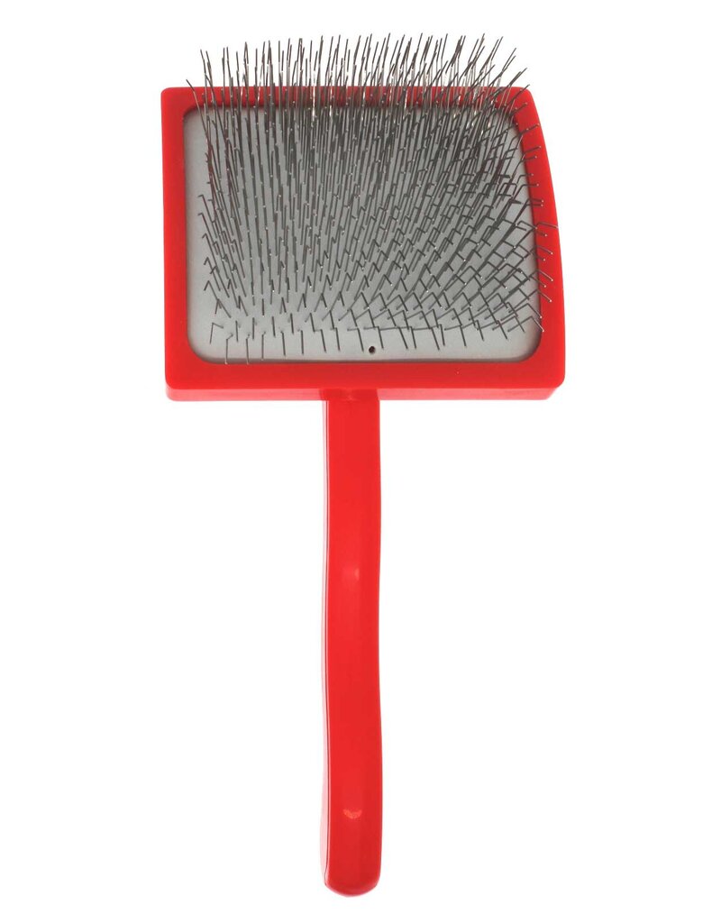 Bucchelli Bucchelli Red Curved Plastic Handle Brush 1 Inch Stainless Steal Extra Long Hard Pins