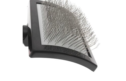 Bucchelli Curved Slicker Brush Long Firm Pins For Thich Hair 1 Inch Pins Angled Stainless Steel Plastic Curved Head  Not Slip Grip