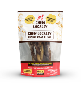 Chew Locally Bully Braided 6 Inch 5 Pack