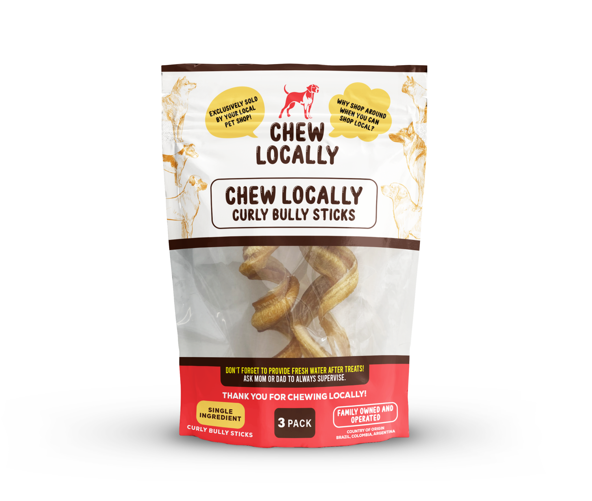 Chew Locally Bully Curly 3 Pack