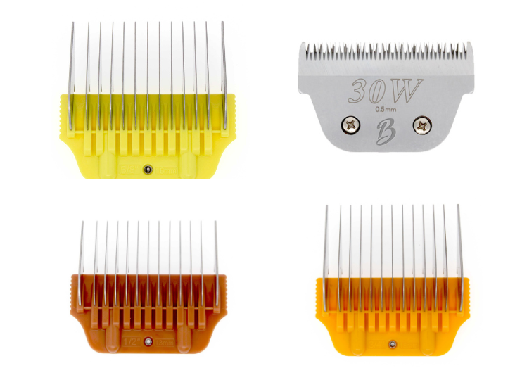 Bucchelli Wide Comb Attachment SET OF 4 Combs 10,13,16 &19MM + 30 Wide Blade--Best Deal ever (FITS ALL A BLADE CLIPPERS) Comes without a Case (Opals,KM, Pulse, Ect