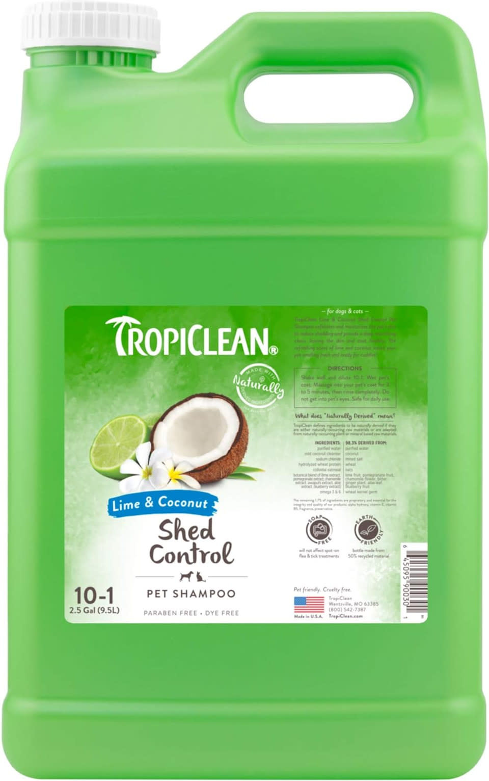 TropiClean Lime & Coconut Shed Control Shampoo 2.5 Gallon