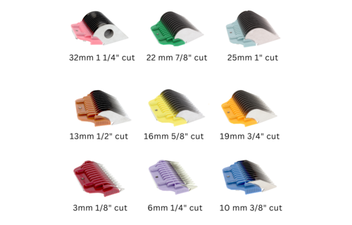 Bucchelli  9 Pack Wide Comb Attachment  With CASE (FITS ALL A BLADE CLIPPERS)