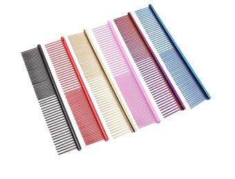 Groomzies Grooming  Dog/ Cat Stainless Steel Combs Rusty Purple Blue 7 inch Premium