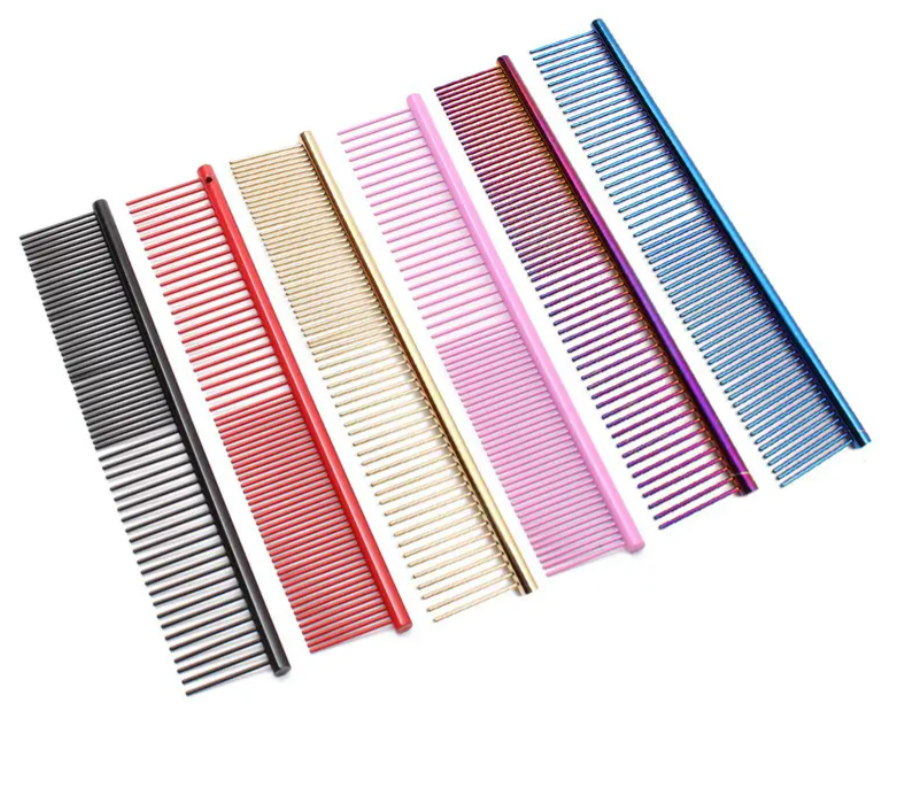 Groomzies Grooming  Dog/ Cat Stainless Steel Combs Rusty Purple Blue 7 inch Premium